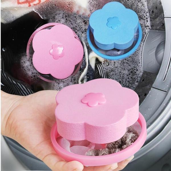 Wukusy washing machine floating filter lint mesh bag with net pouch for catching hairlint and debris in home laundry.
