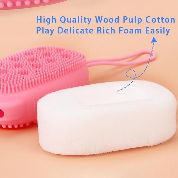 Wukusy silicone bubble bath spa body scrubbing brush, super soft and gentle for skin cleaning and exfoliation in home and kitchen use.