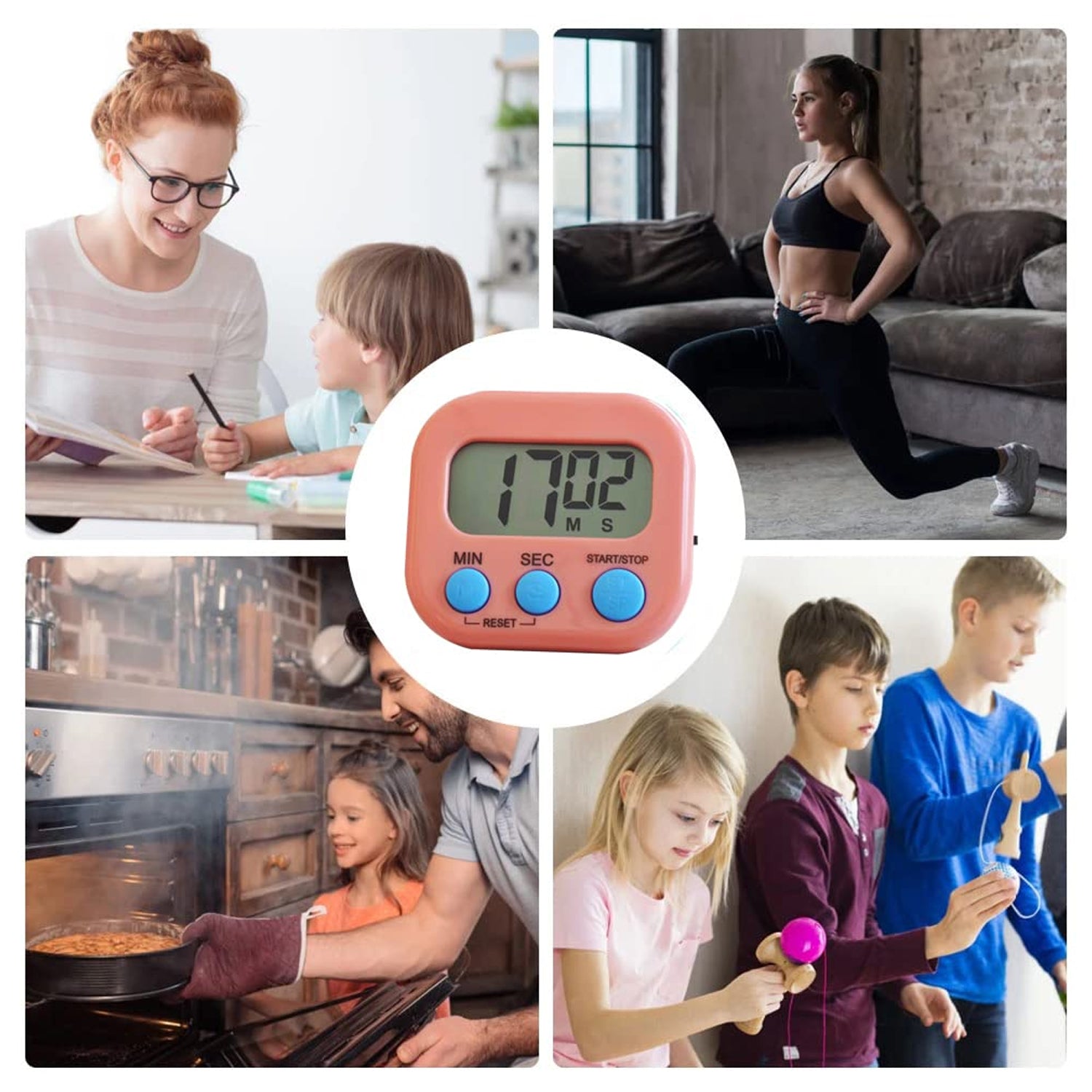 Wukusy digital kitchen timer with clear big digits, 0-99 minute countdown, suitable for cooking and office use.