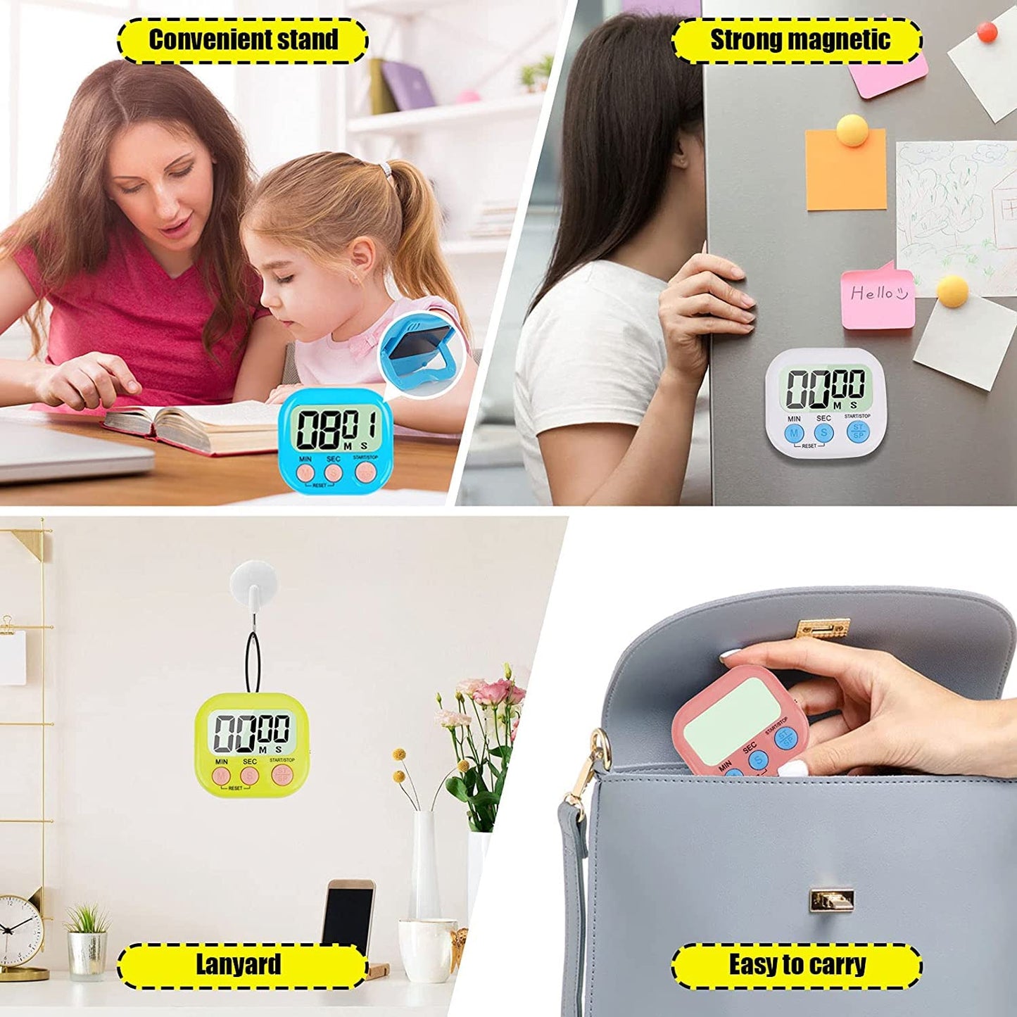 Wukusy 1540 digital kitchen timer with clear large digits, 0-99 minute countdown, ideal for cooking and office use.
