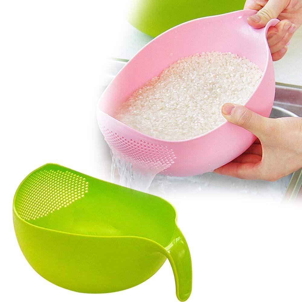 Wukusy rice bowl thick drain basket with handle, versatile kitchen utensil for draining and serving rice or other foods