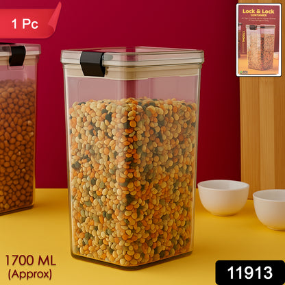 Wukusy 1700ml airtight plastic storage container for kitchen use, featuring a secure lock lid for fresh food storage.