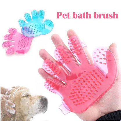 Wukusy rubber pet grooming glove with massaging bristles for easy pet cleaning and fur removal.