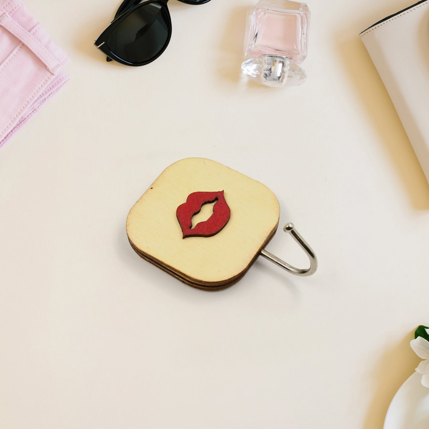 Wukusy wooden cartoon wall hook for hats, coats, backpacks, towels, and clothes, mounted for home or office storage.