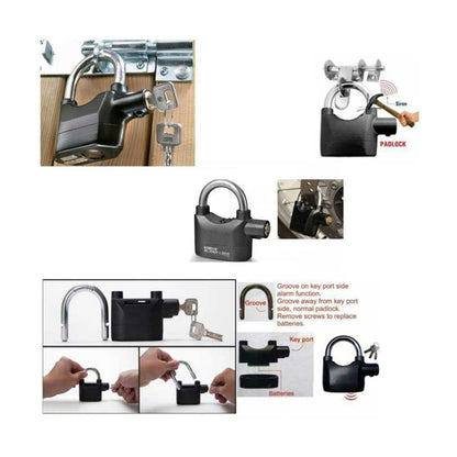 Wukusy 185 Anti-Theft Security Pad Lock with Smart Alarm for home and kitchen security, showing the lock with alarm features.