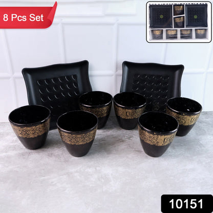 Set of 2 ceramic bowls and 6 glass snake-shaped containers from Wukusy, ideal for home and kitchen storage.