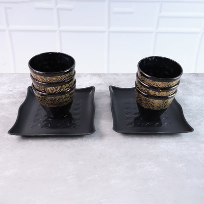 Set of 2 bowls and 6 glass snake-shaped containers from Wukusy, ideal for home and kitchen storage.