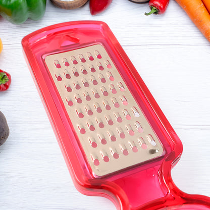 Wukusy 2-in-1 multifunctional kitchen peeler with grater, stainless steel blade, and ergonomic handle for peeling and grating tasks.