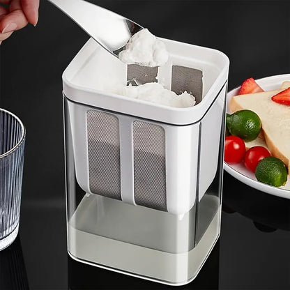 Wukusy 2-in-1 multifunctional yogurt strainer with 1100 ml storage container for home kitchen use.