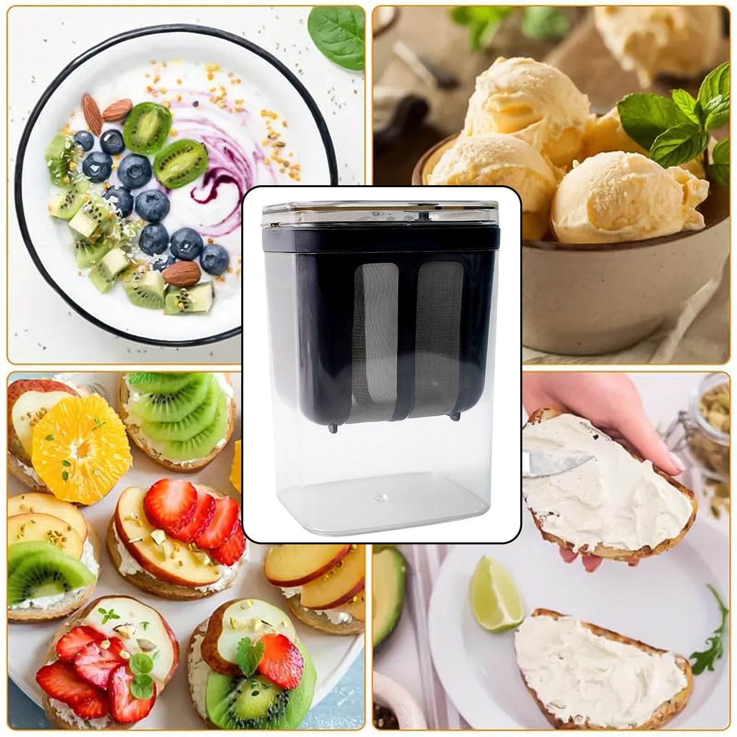 Wukusy 2-in-1 multifunctional yogurt strainer with 1100ml storage container, ideal for home kitchen use.