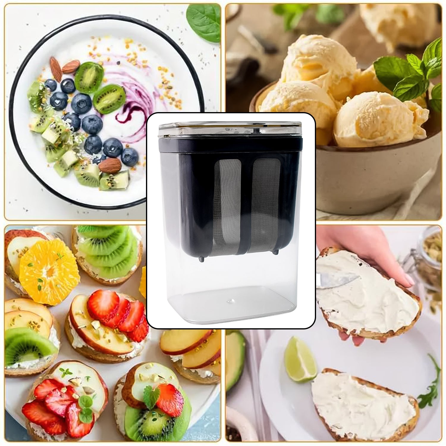 Wukusy 2-in-1 multifunctional yogurt strainer with 1100ml storage container, ideal for home kitchen use.