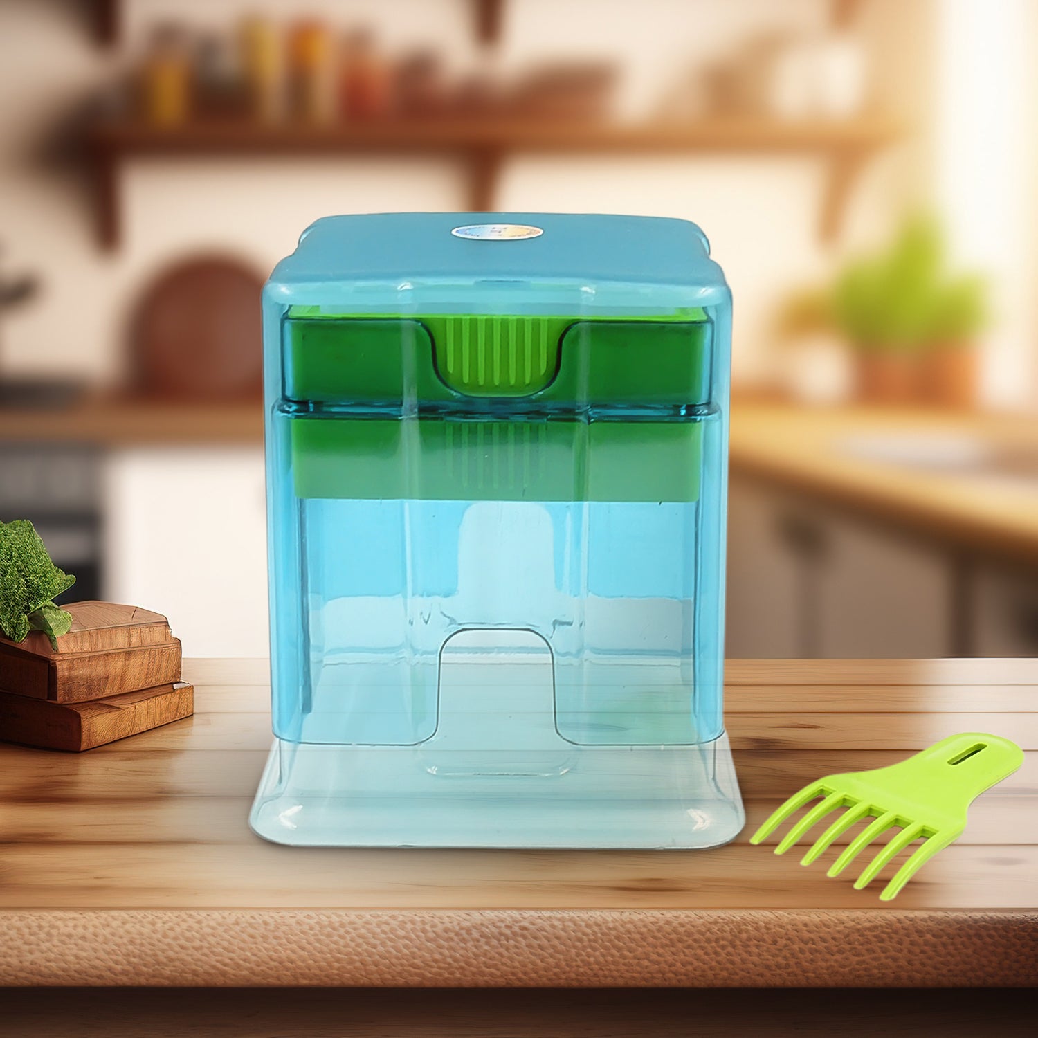 Wukusy 2-in-1 potato chip slicer and French fry cutter with two blades, plastic kitchen accessory for vegetable and fruit slicing.
