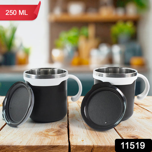 Two Wukusy premium mocha mugs, 250 ml each, in a set, with a sleek ceramic design for home and kitchen use.