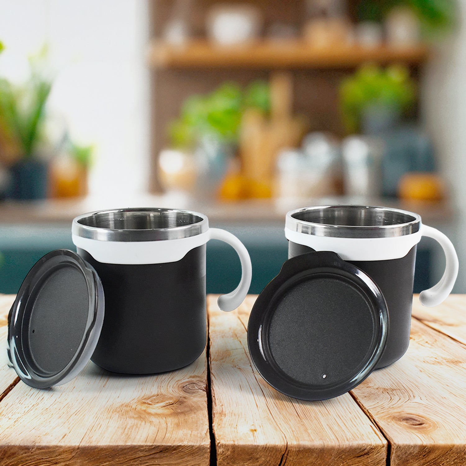 Two Wukusy premium mocha mugs, 250 ml capacity, featuring a stylish design for home and kitchen use.