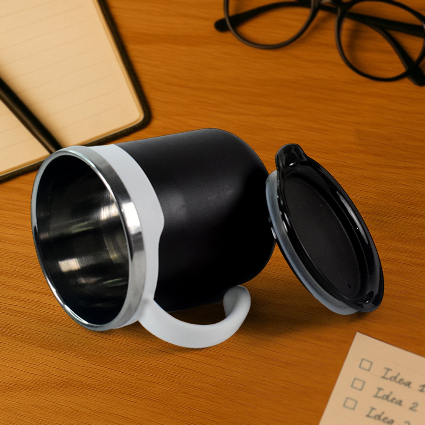 Two Wukusy premium mocha mugs, 250 ml, with a sleek design, perfect for hot beverages in a home and kitchen setting.
