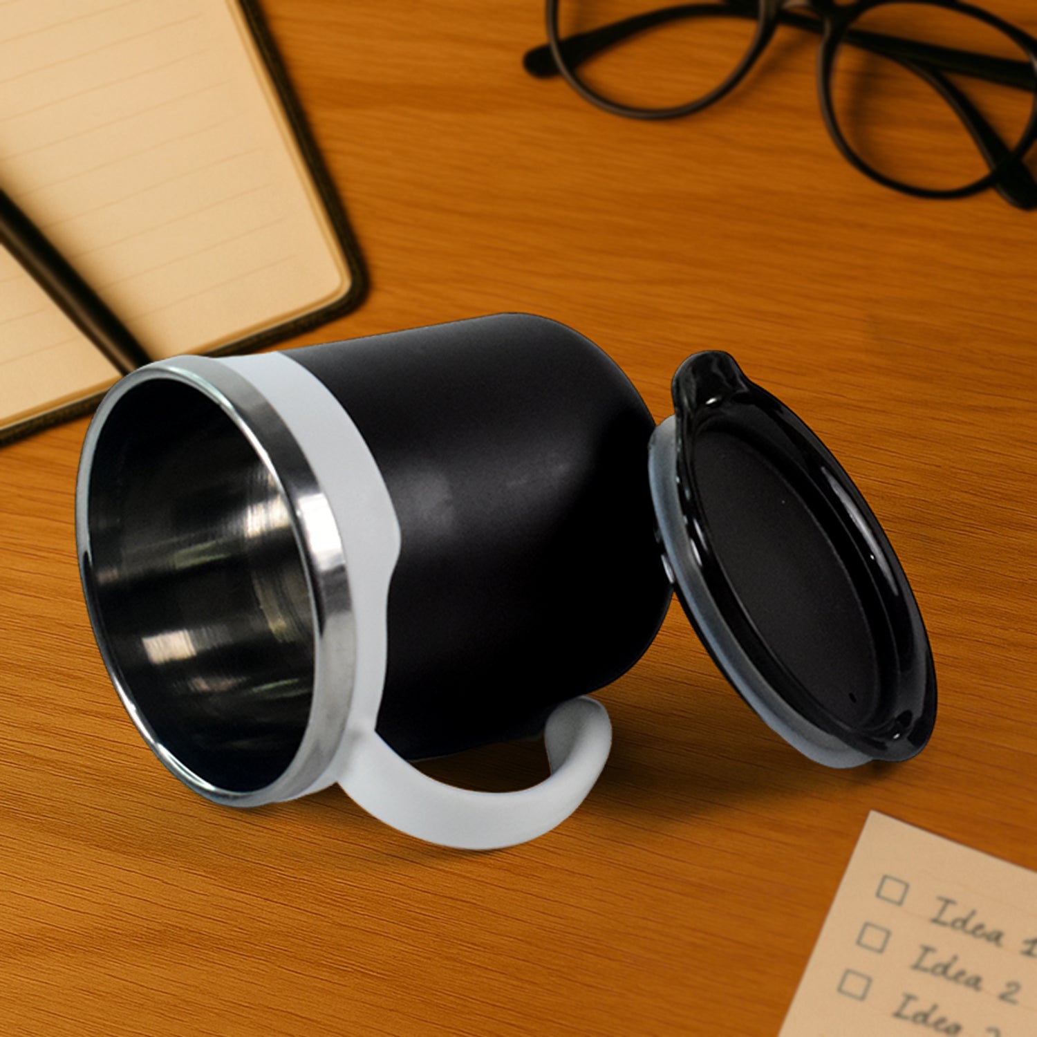 Two Wukusy premium mocha mugs, 250 ml, with a sleek design, perfect for hot beverages in a home and kitchen setting.