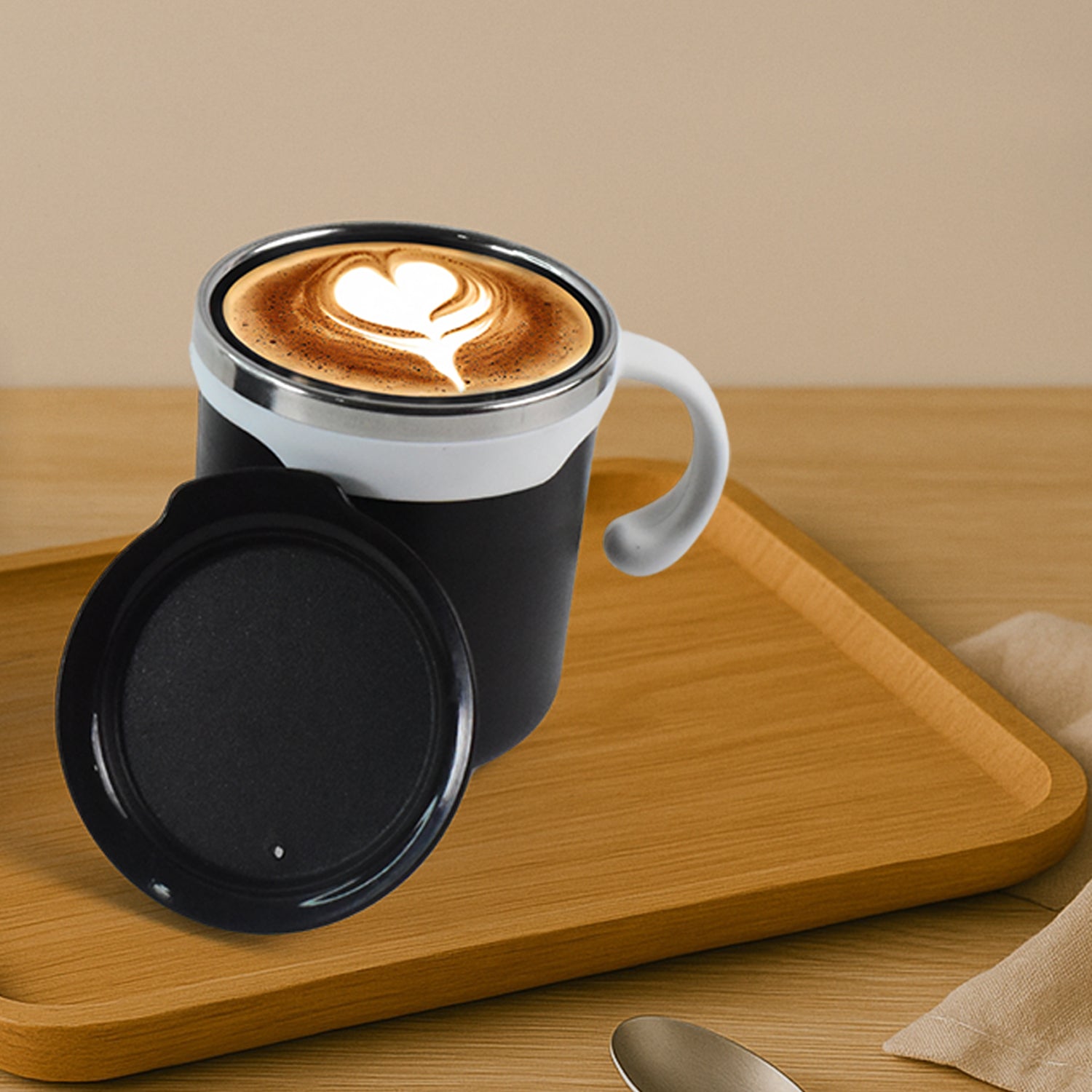 Two Wukusy premium mocha mugs, 250 ml each, in a set, ideal for home and kitchen use, with a sleek design and comfortable handles.