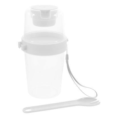 Wukusy 2-piece salad cup lunch container with dressing storage and reusable fork, ideal for home and kitchen use.