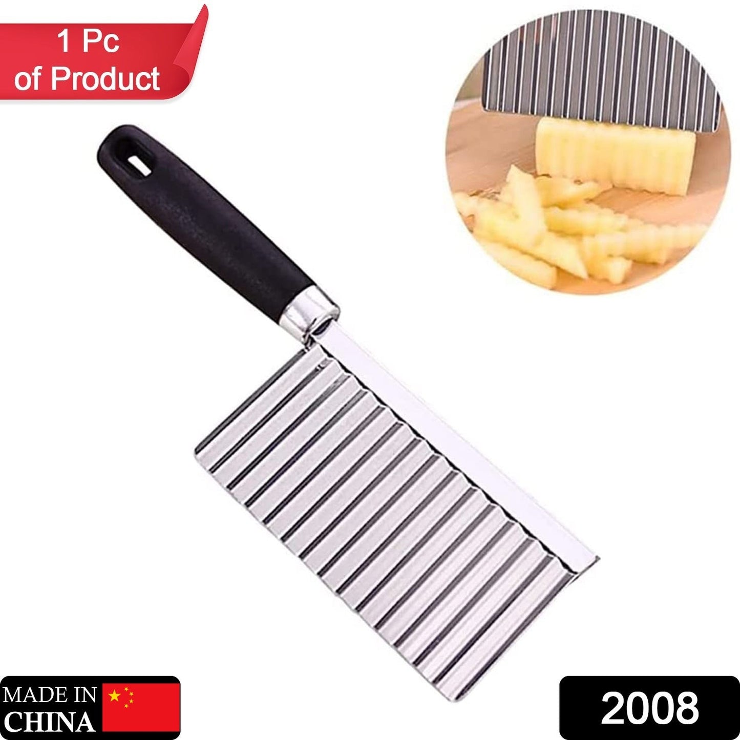 Wukusy stainless steel vegetable salad chopping knife with crinkle cutters for kitchen prep and salad making.