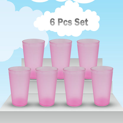 Set of six large Wukusy plastic glasses, 300ml, suitable for drinking water and beverages in kitchen and office settings.
