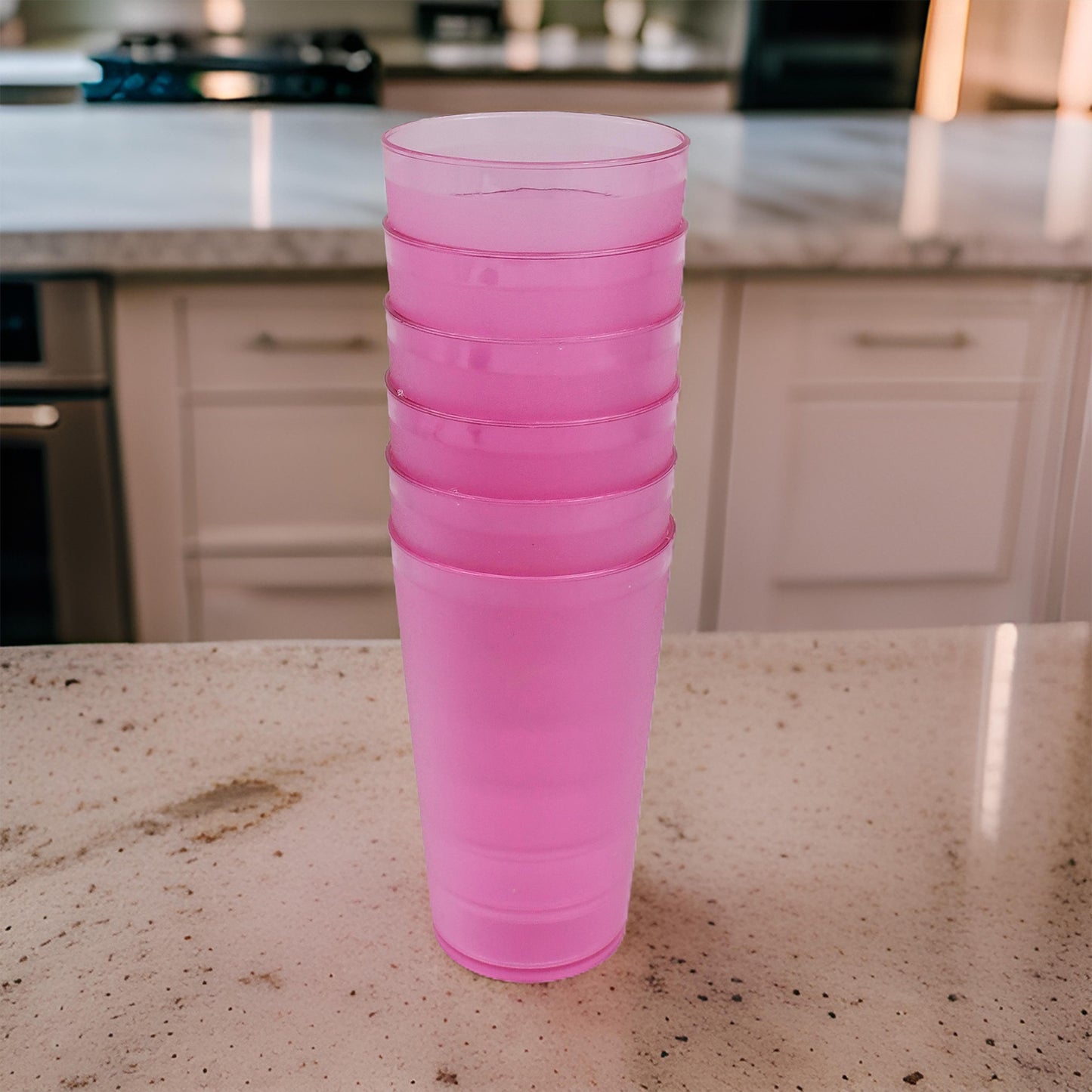 Wukusy 6-pack large 300ml plastic glasses for kitchen and office use, ideal for drinking water and beverages.