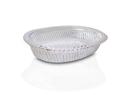 Silver oval gift tray with royal design, perfect for home and kitchen use, by Wukusy.