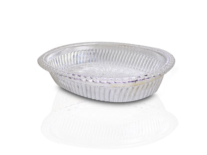 Elegant silver oval gift tray with royal design, perfect for home and kitchen use, by Wukusy.