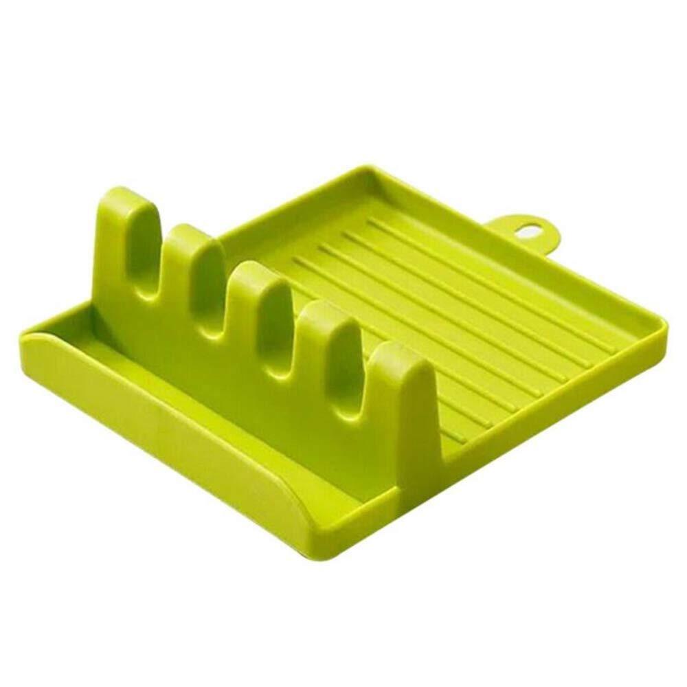 Wukusy 2121 Multi-functional Spatula Holderrest for kitchen utensils, black plastic with slots for holding spatulas and cooking tools.