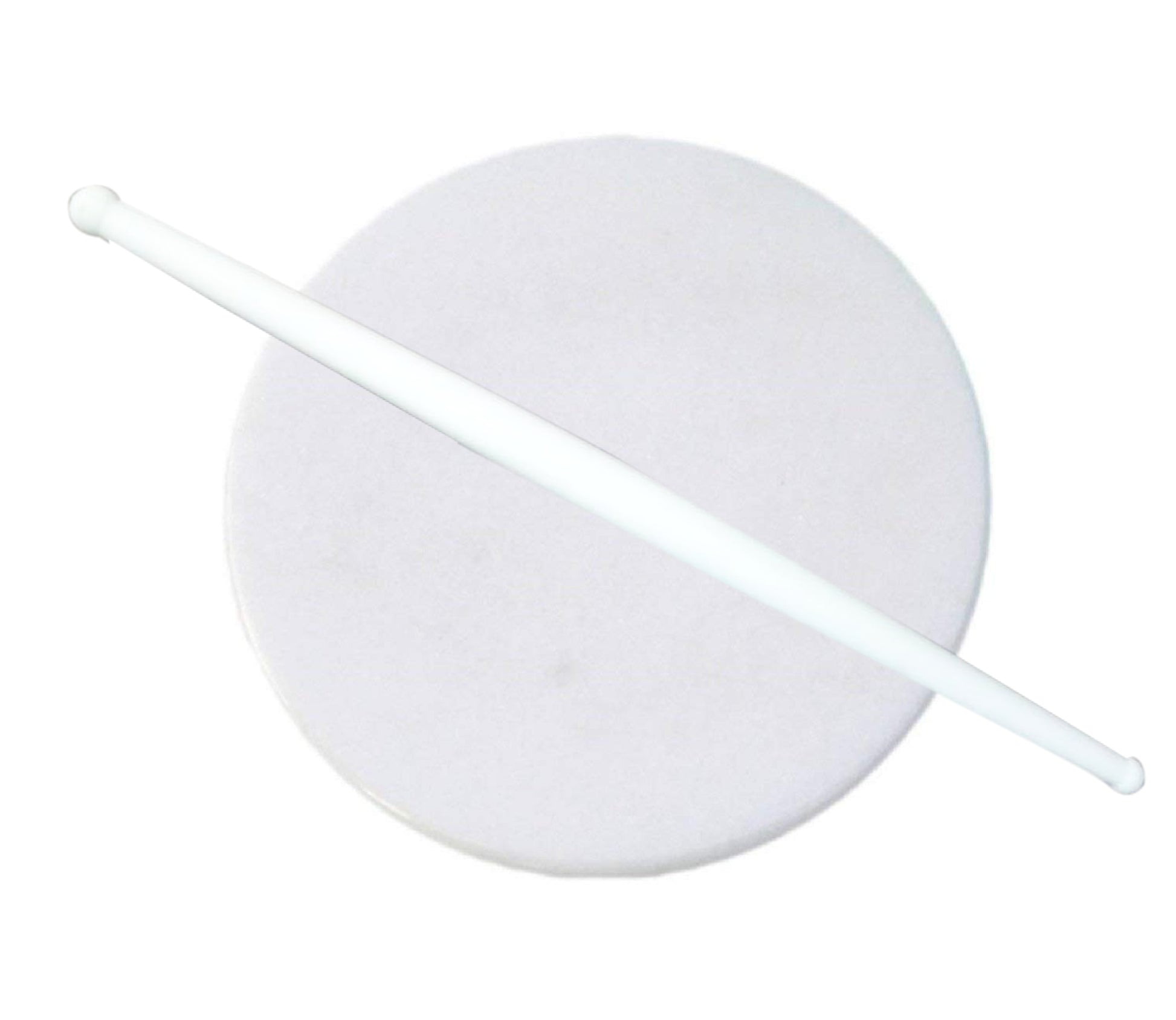 White plastic rolling belan for chapati making by Wukusy, ideal for rolling dough in kitchen cooking and baking.
