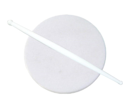 White plastic rolling belan for chapati making by Wukusy, ideal for rolling dough in kitchen cooking and baking.