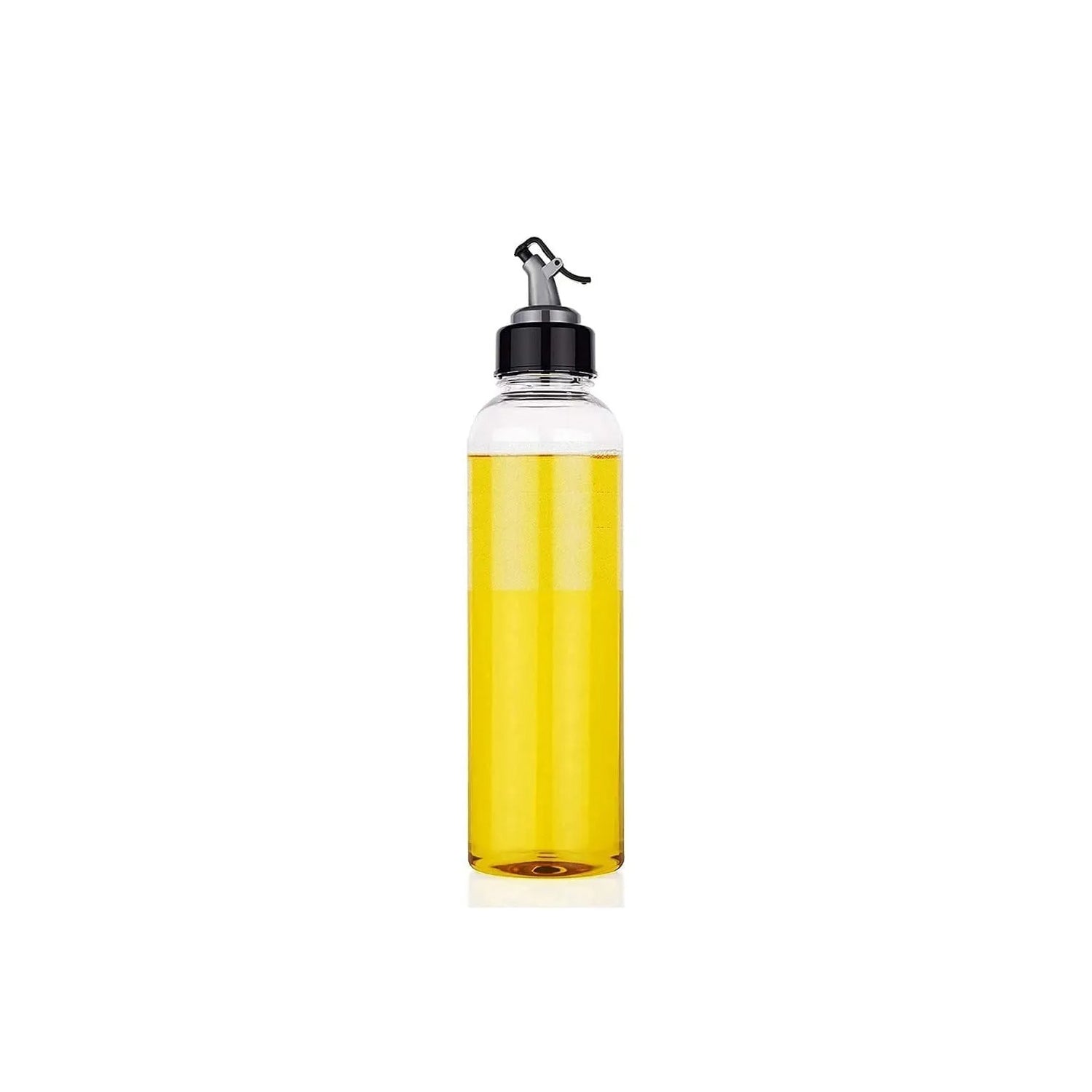 Wukusy 1L clear oil dispenser with lid, drip-free spout for controlled pouring, ideal for home and kitchen use
