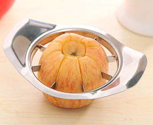 Wukusy stainless steel apple cutter and slicer with 8 blades and handle for easy fruit preparation in the kitchen.
