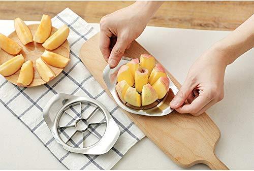 Wukusy stainless steel apple cutter with 8 blades and handle, ideal for slicing apples in home and kitchen use.