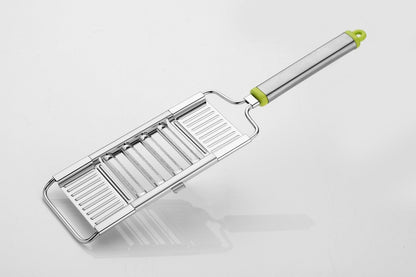Wukusy 6-in-1 stainless steel kitchen chopper, cutter, slicer, and grater with handle for versatile food prep.