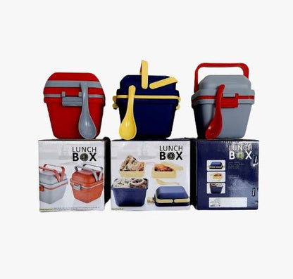 Wukusy airtight lunch box with handle and push lock, durable plastic container for storing and carrying meals easily.