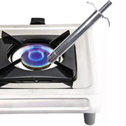 Wukusy stainless steel electronic gas lighter for lighting gas stoves, compact kitchen tool with safety ignition.