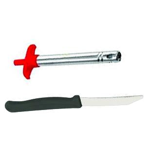 Wukusy 2158 stainless steel electronic gas lighter and knife 2-in-1 for home and kitchen use, compact and versatile.