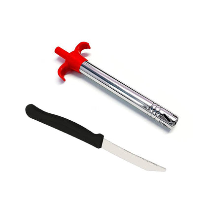 Wukusy 2158 stainless steel 2-in-1 electronic gas lighter and knife for home and kitchen use.