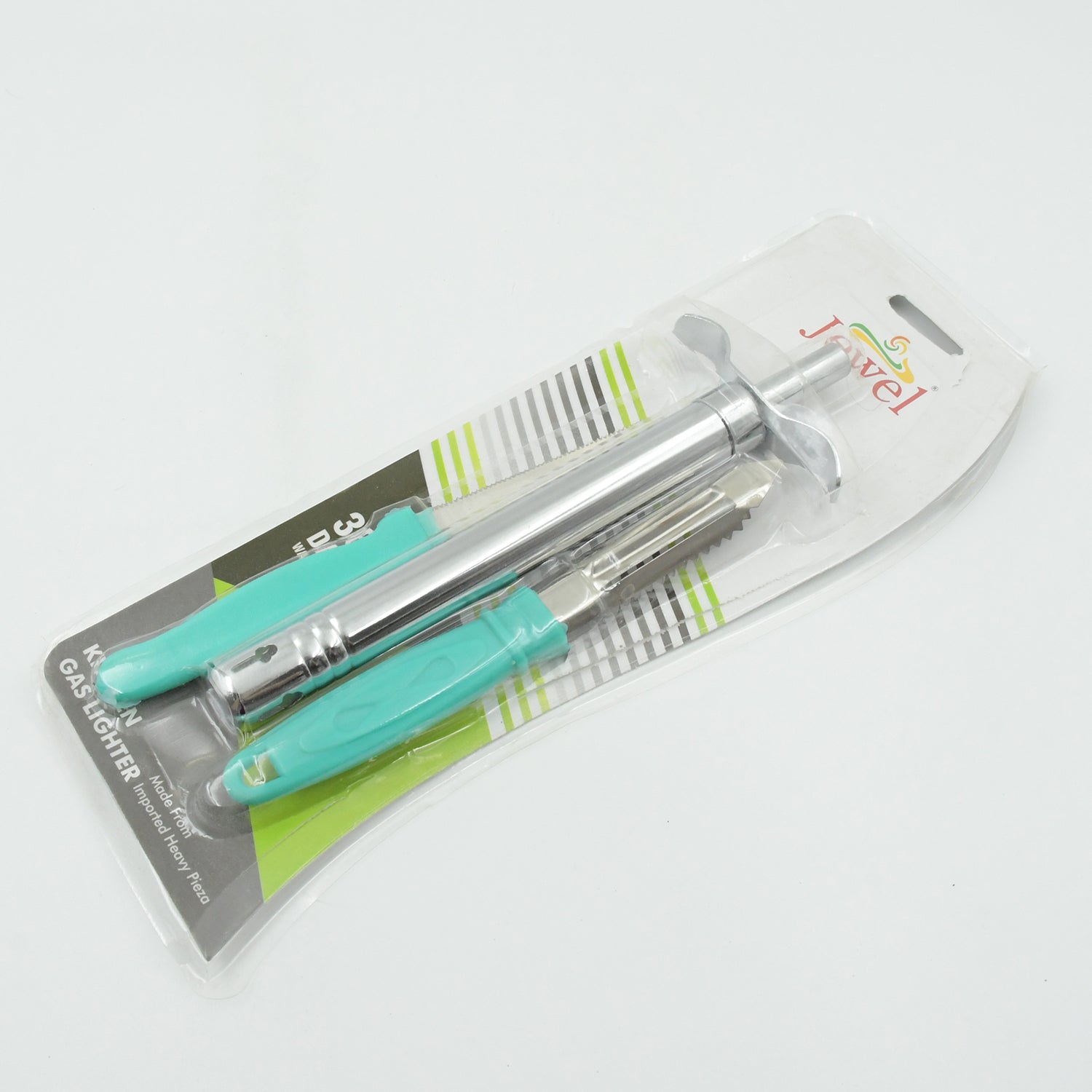 Wukusy 2159 3-in-1 kitchen combo with stainless steel knife, peeler, and kitchen lighter for versatile cooking tools