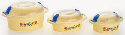 Wukusy Hot N Fresh insulated plastic casserole gift set with three pieces, ideal for home and kitchen use.