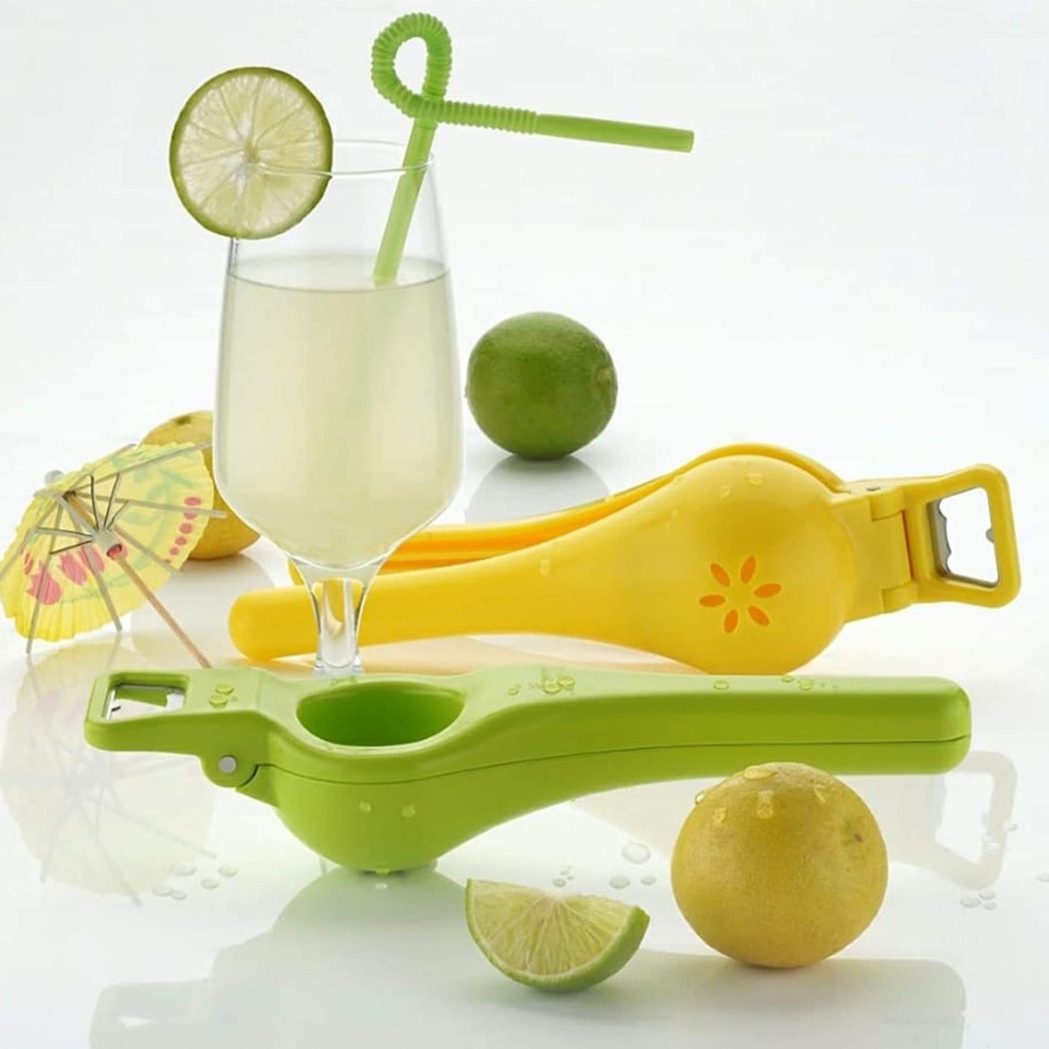 Wukusy 2-in-1 unbreakable lemon squeezer and bottle opener for kitchen use, durable and compact kitchen tool.