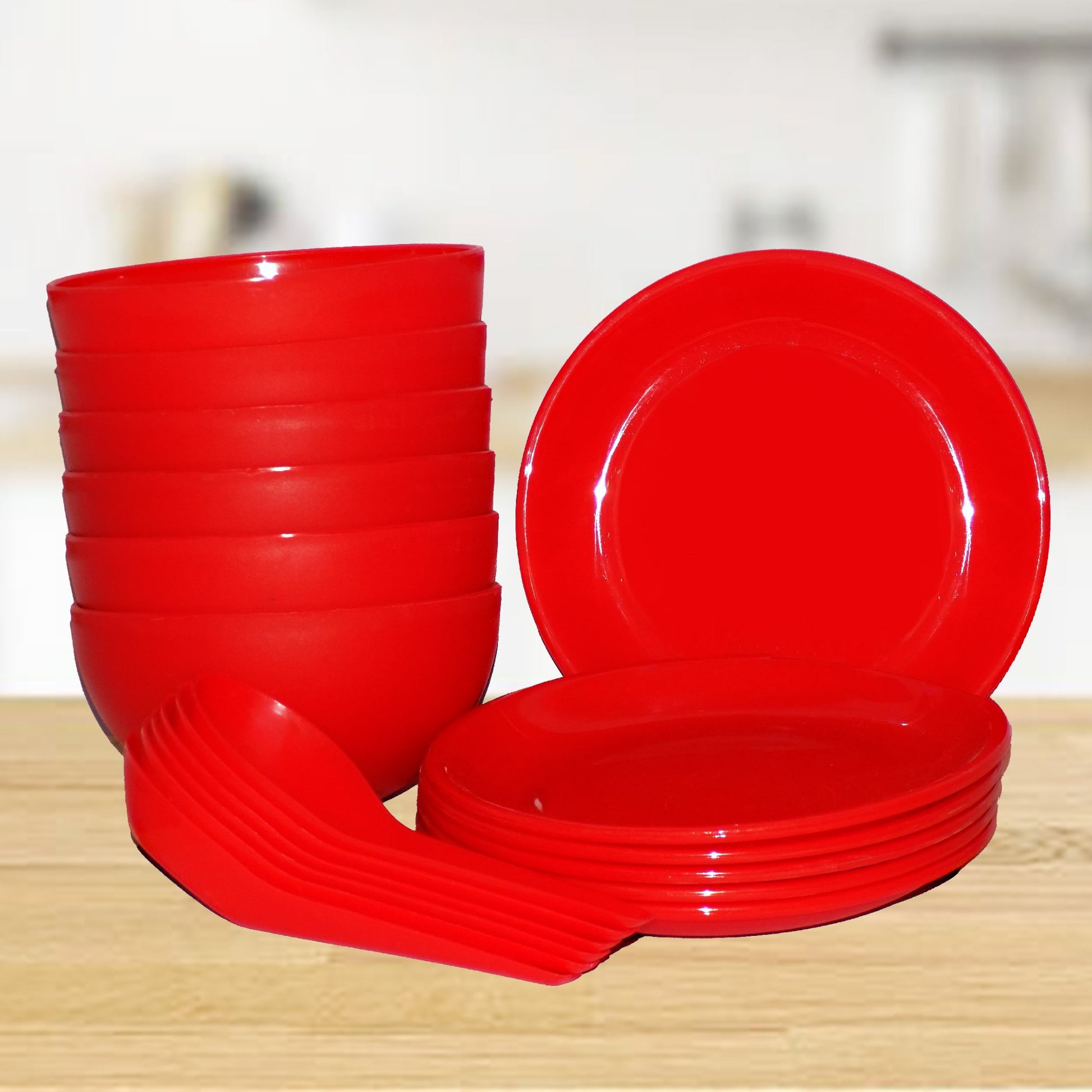 Wukusy 18-piece soup bowl set with spoons and saucers, featuring ceramic bowls for home and kitchen use.