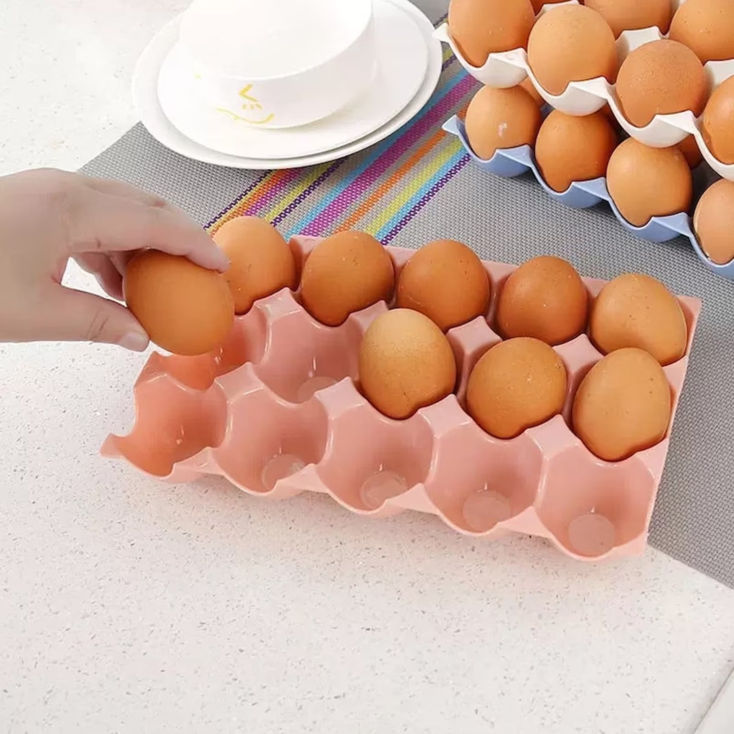 Wukusy 2206 egg tray for storage with 15 slots, made of durable material, perfect for organizing eggs in the kitchen.