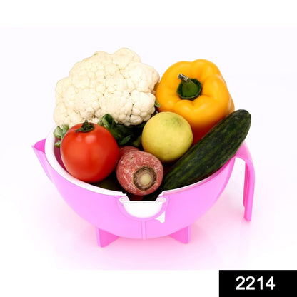 Wukusy 2214 multifunctional vegetable and fruit cutter with shredder and rotating drain basket for home kitchen use