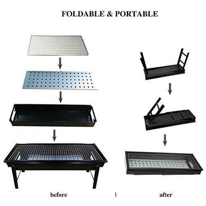 Wukusy folding portable barbecue grill set for outdoor and home use, with compact design and grilling surface.