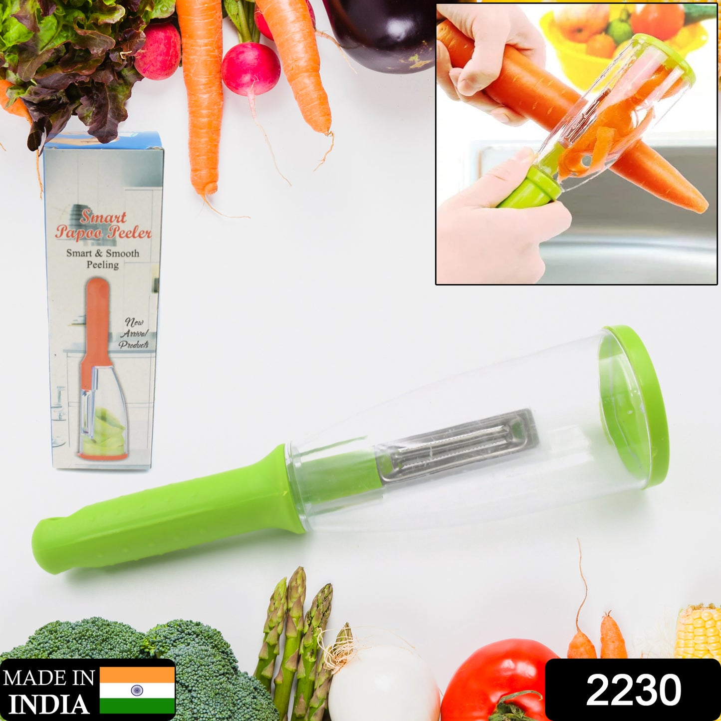 Wukusy 2230 Smart Multifunctional Vegetable and Fruit Peeler for kitchen use, with ergonomic handle and stainless steel blades