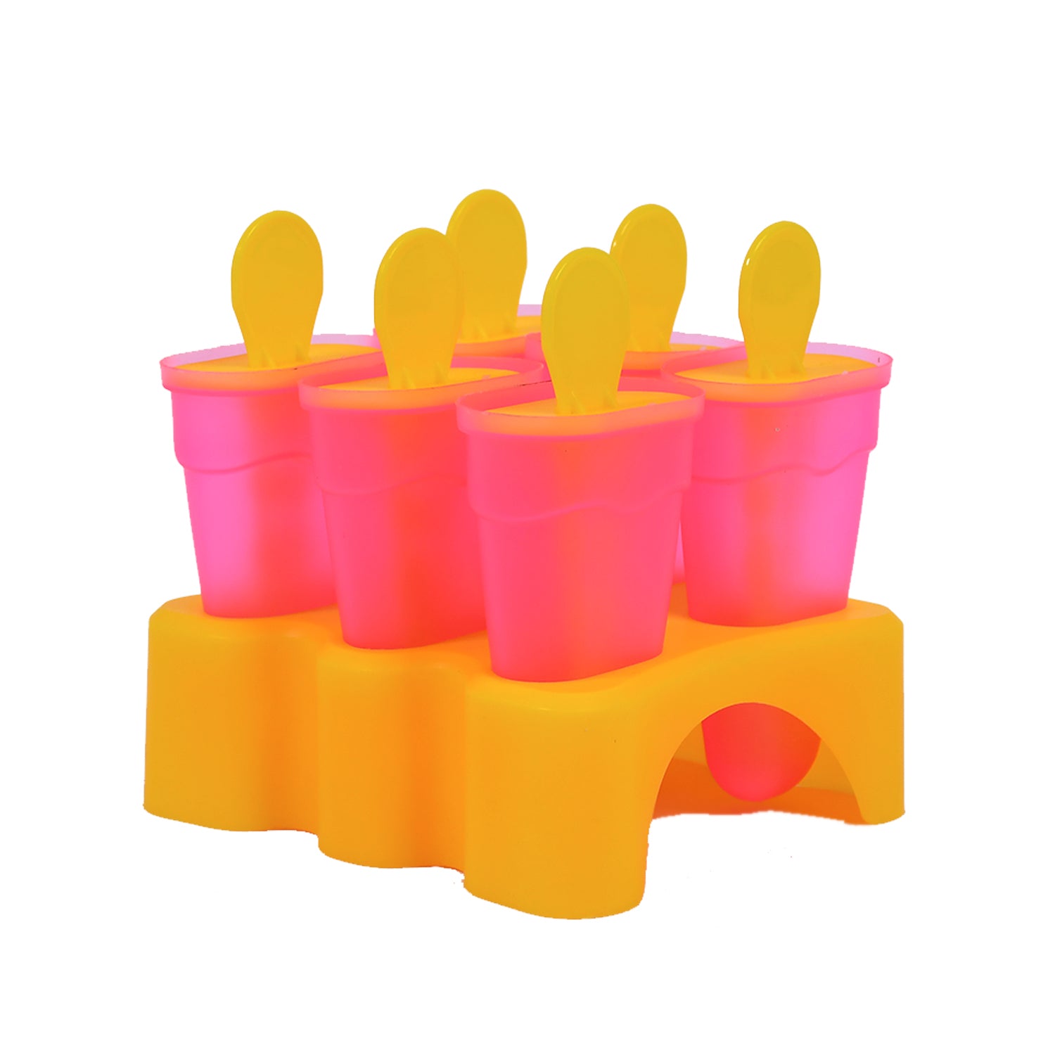 Wukusy 6-piece plastic kulfi maker mould set for homemade frozen kulfi desserts in the freezer, suitable for home kitchen use.