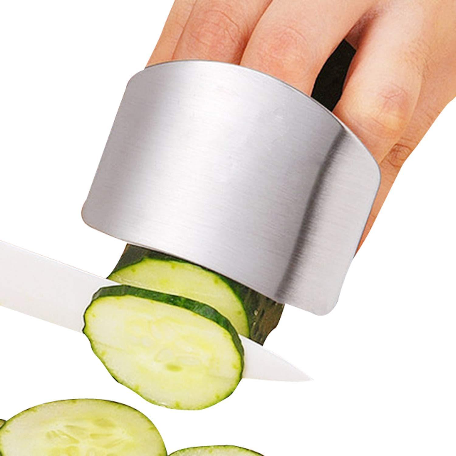 Wukusy stainless steel finger guard and cutting protector for kitchen safety, featuring durable metal construction.