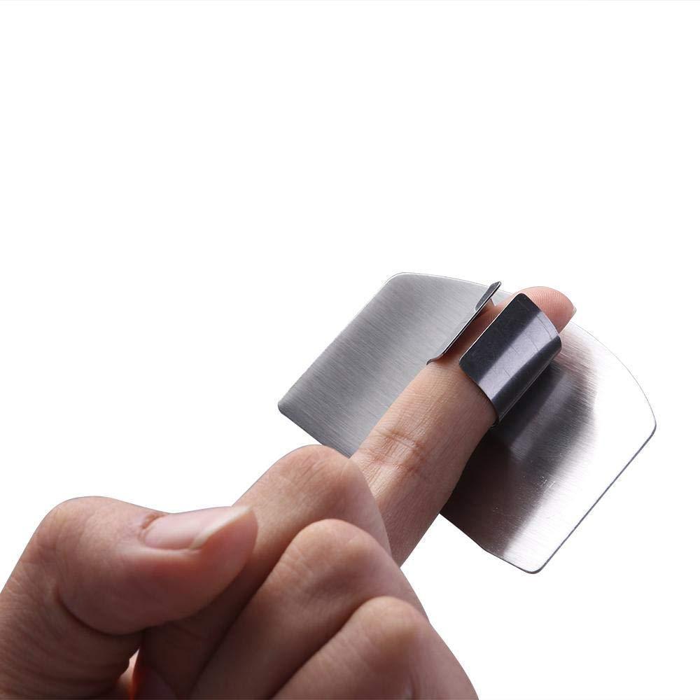 Wukusy stainless steel finger guard cutting protector for kitchen safety, preventing cuts during food preparation.