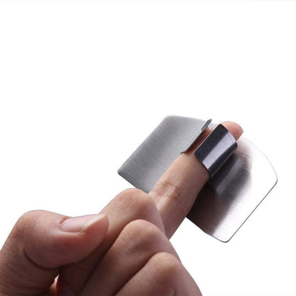 Wukusy stainless steel finger guard cutting protector for kitchen safety, preventing cuts during food preparation.